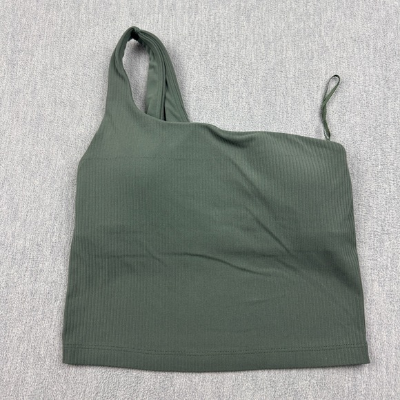 lululemon athletica Tops - Lululemon Tank Top Womens 2 Green Ribbed Nulu Asymmetrical Yoga Workout W1ERPS